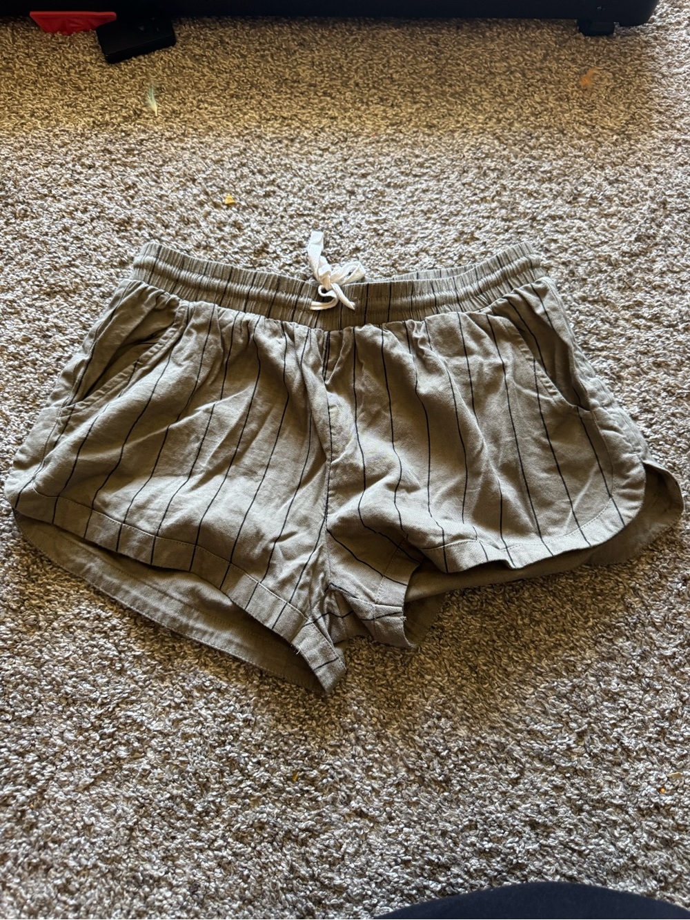 Billabong Olive Pinstripe Drawstring Athletic Shorts